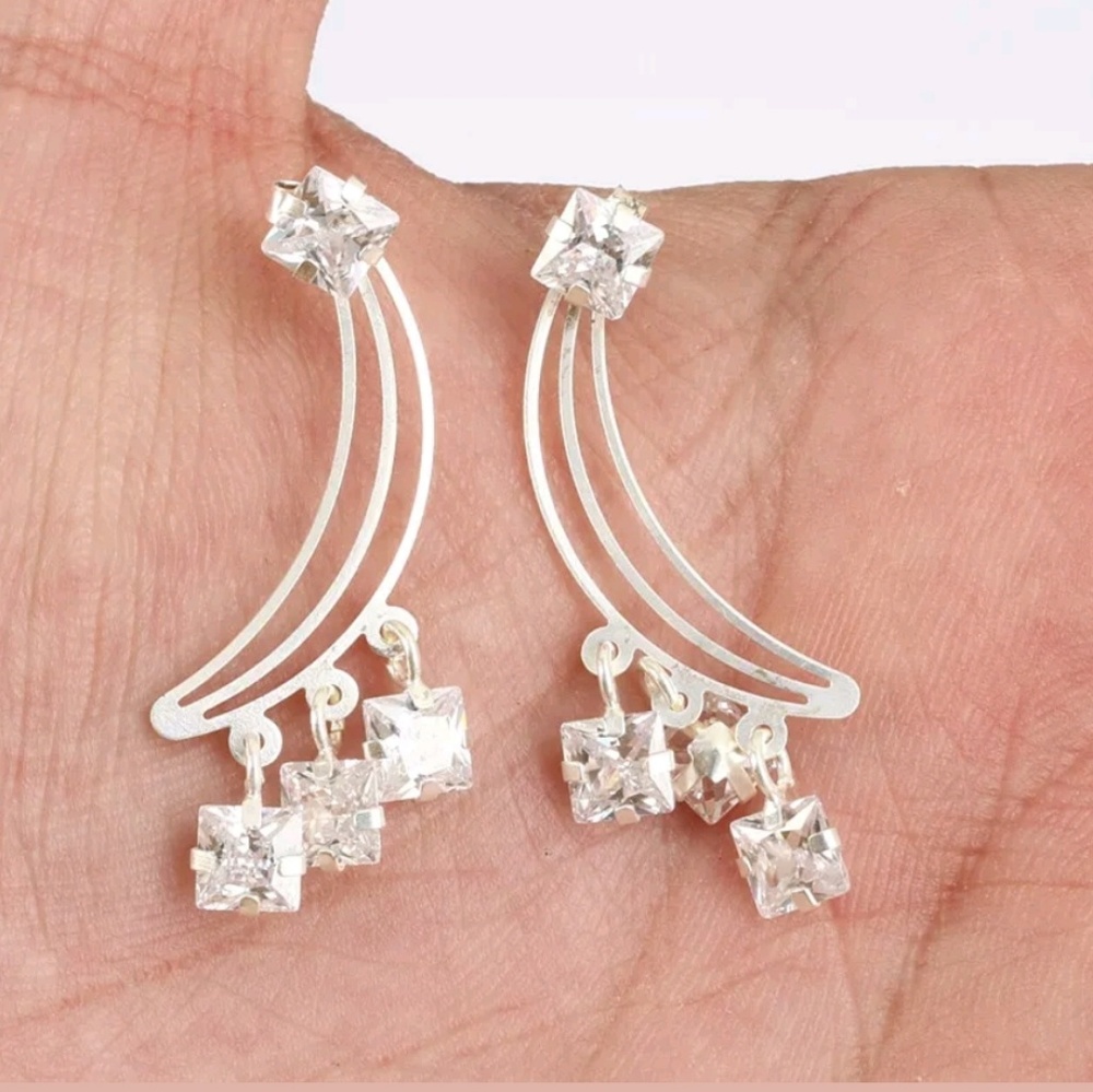 Falling stars sapphire & sterling earrings